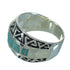 Turquoise Inlay Sterling Silver Water Wave Jewelry Ring Size 5-3/4 RX86406